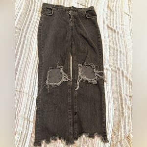 free people distressed black jeans, size 26.